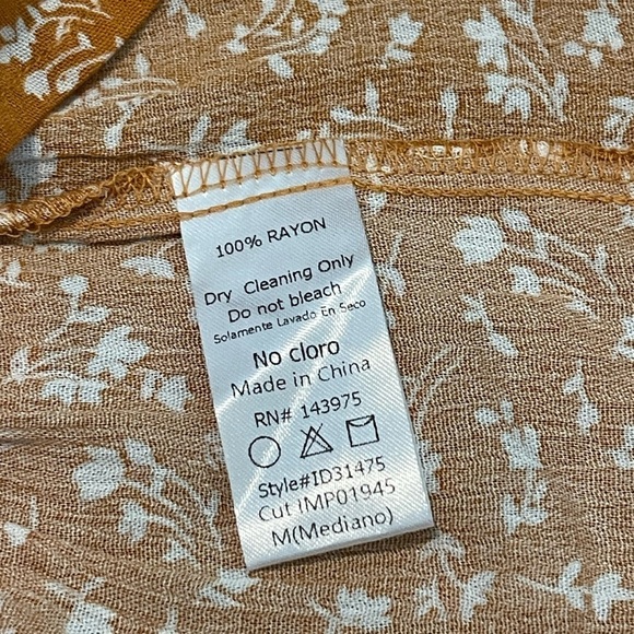 Lizard Thicket Fourteenth and 9th nwt mustard floral rayon dress - Picture 8 of 8